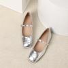 Women's Mary Jane Shoes Ballet Flat Shoes Square Toe Flats Lightweight Walking Shoes for Women Ankle Strap Work Shoes Comfortable Slip-On Dress Shoes
