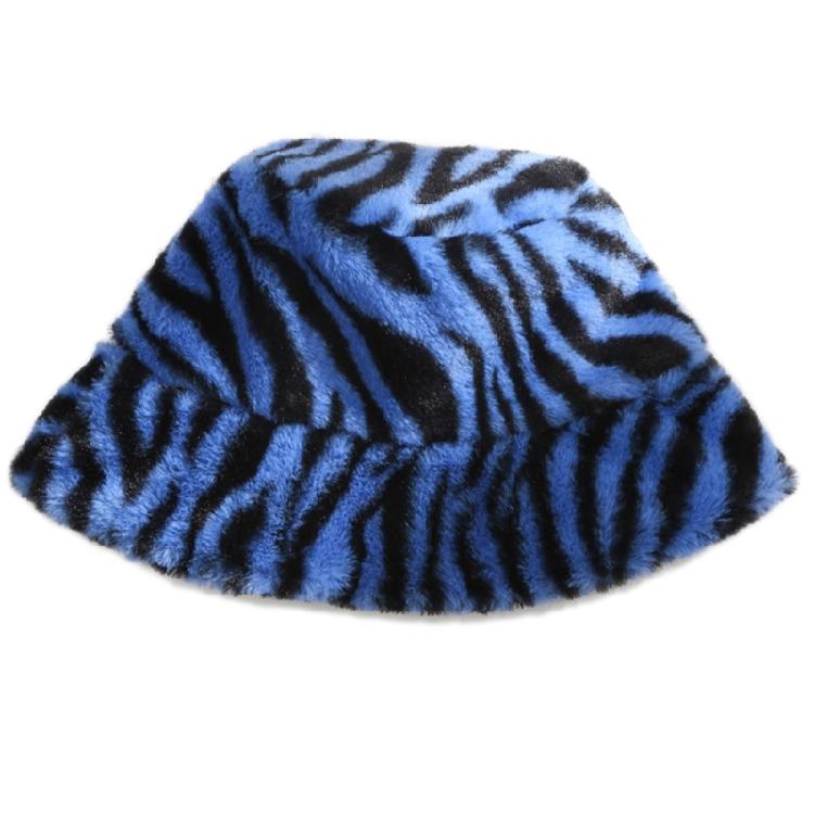 Zebra Grain Ornamented Hats with Flat Top & Wide Brim for Winter Warm Keeping