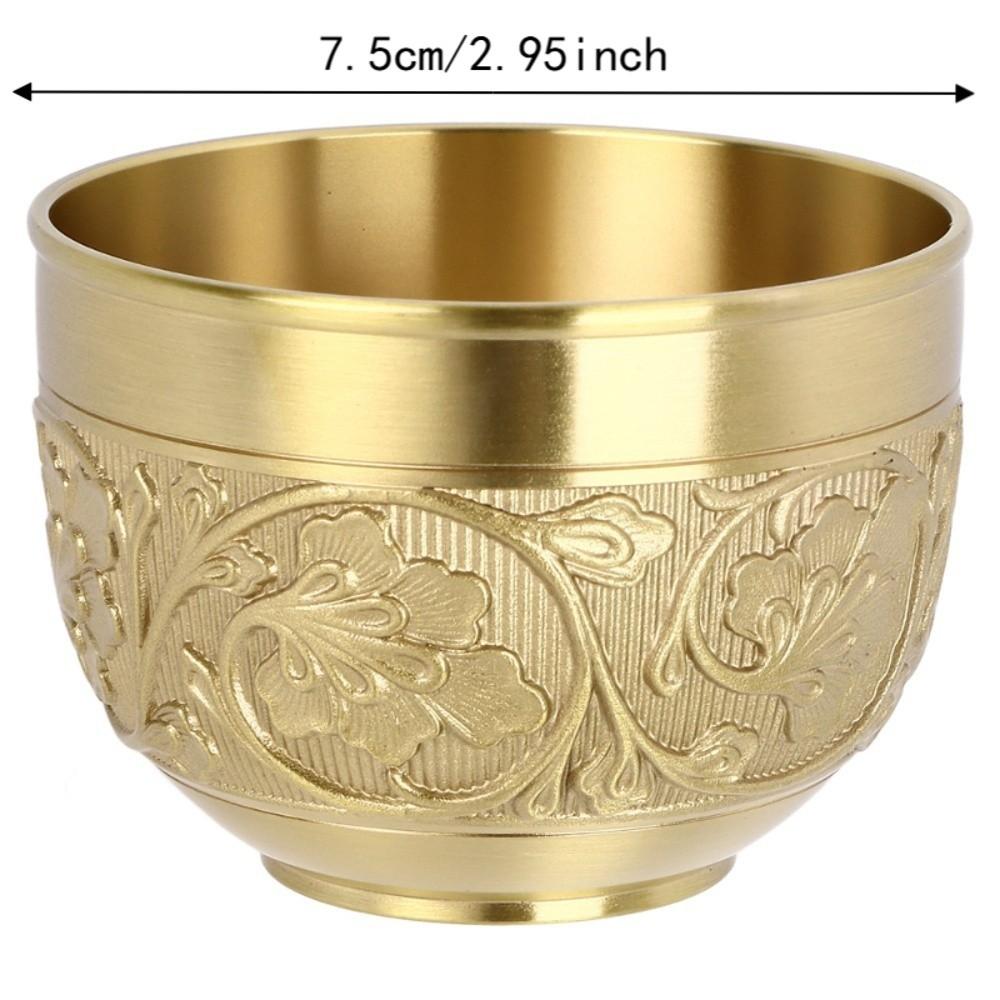 Massiver Messing Kaffee Trinkbecher Reliefmuster Wasserschale Buddha Anbetung