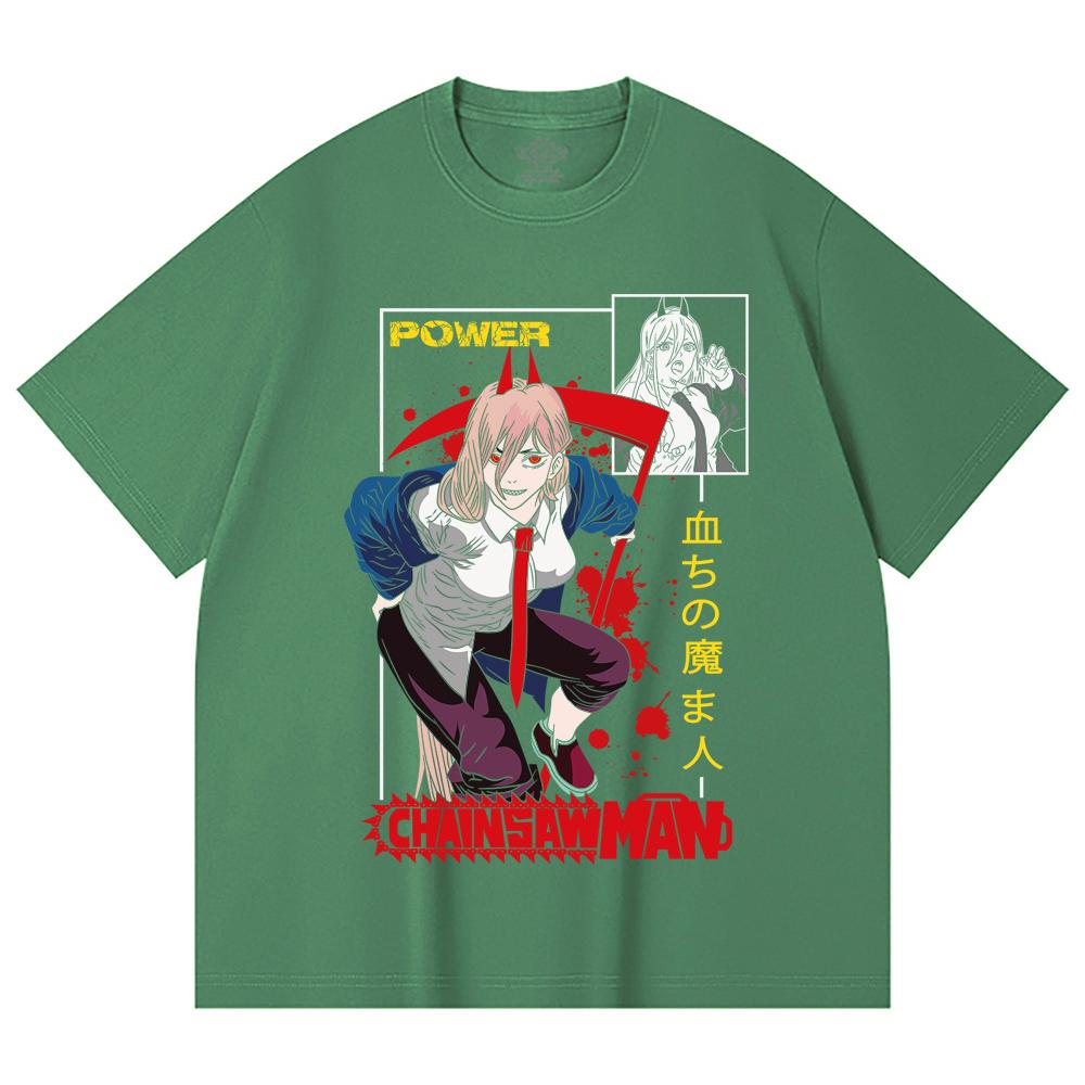 230 g/m² 100% Baumwolle Kettensägenmann V40 Power Print Unisex Schweres Baumwoll-T-Shirt