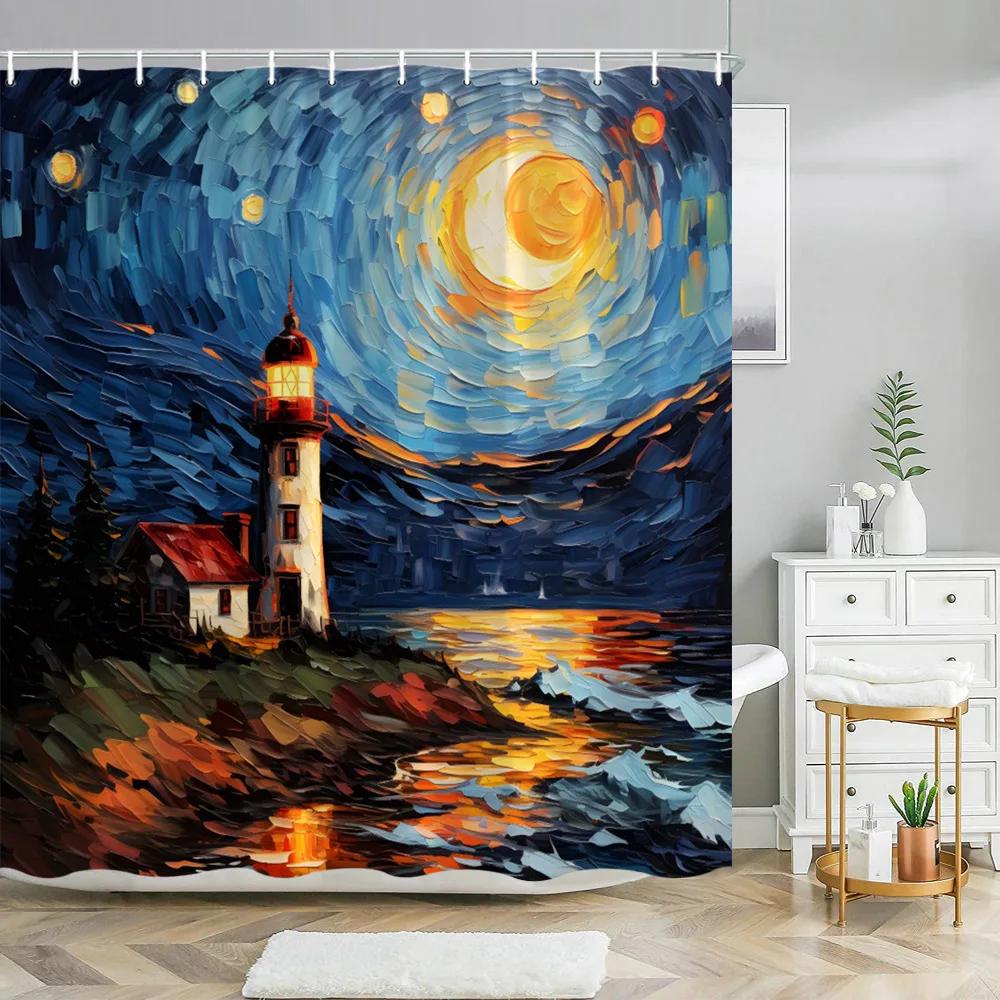 Abstract Art Impressionist Shower Curtain Beautiful Colourful Painting  Polyester Fabric Washable Shower Curtains Bathroom Decor