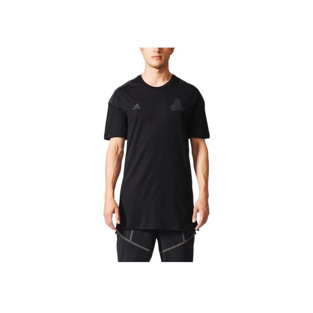 Adidas Logo Print Mid-Length Round Neck Short Sleeve T-Shirt Men Tops Black CE7168