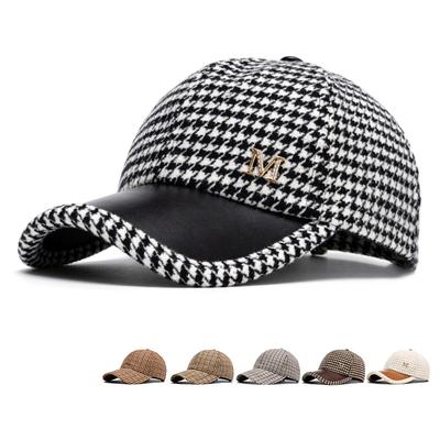 Casquette de baseball pied-de-poule automne-hiver pour hommes et femmes, chapeau chaud de soleil