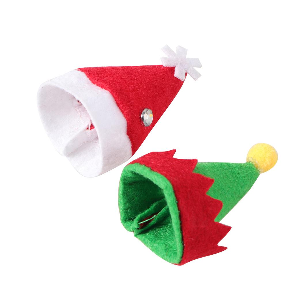 20Pcs Christmas Hat Candy Lollipop Caps Non-Woven Fabric Reusable Holiday Decor for Party Home Restaurant Shop Use