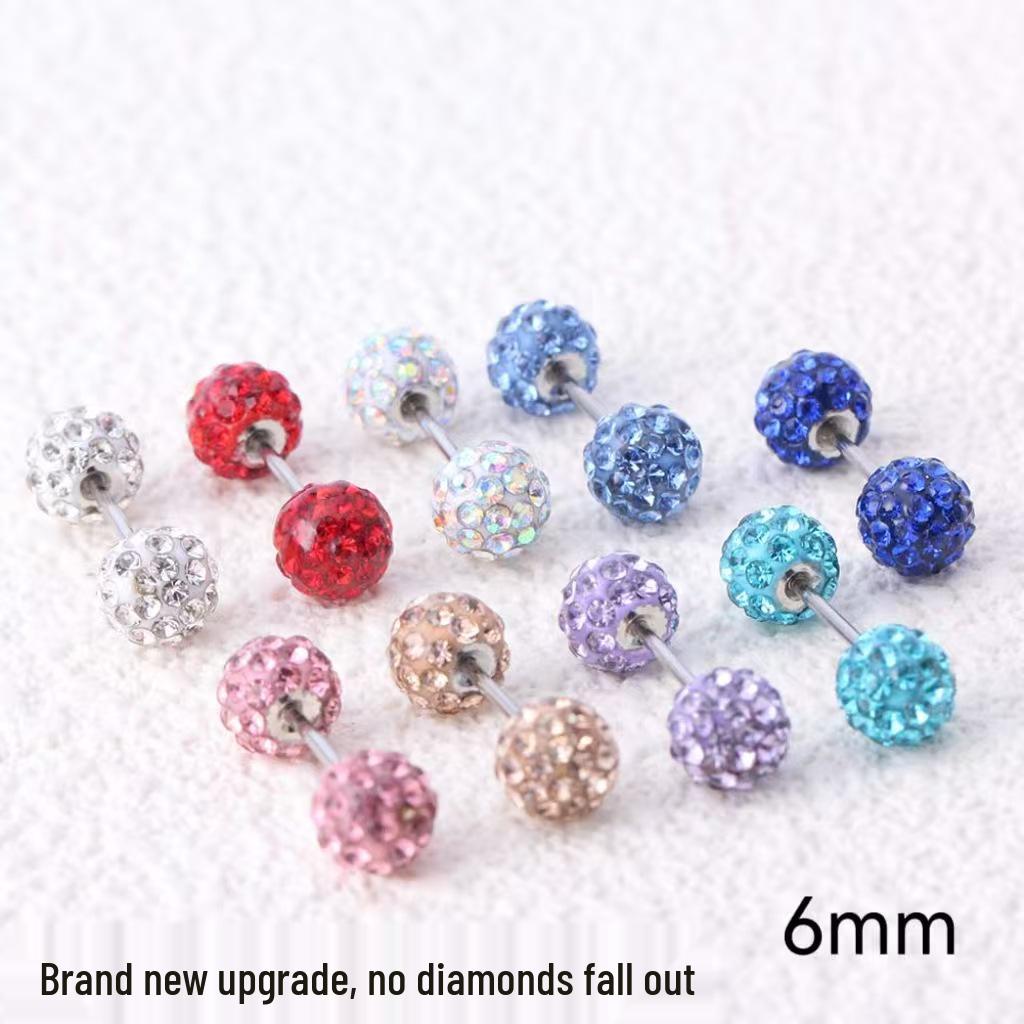 Exquisite Polymer Clay & Titanstahl Kugelstecker Ohrringe 3-8mm - Hochwertiger Ohrschmuck mit Schraubverschluss