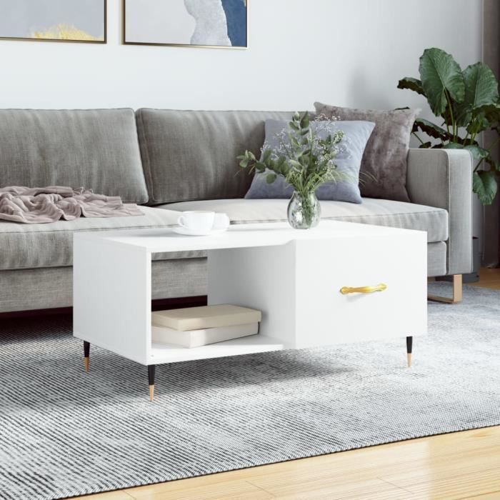 VidaXL Table basse blanc 90x50x40 cm bois d'ingénierie 829188