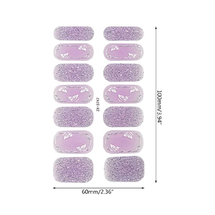 14Pcs Gels Nail Sticker Decals Gels Nail Strips Full Nail Wraps for Nail Art Adhesive Multicolors Nail Strips