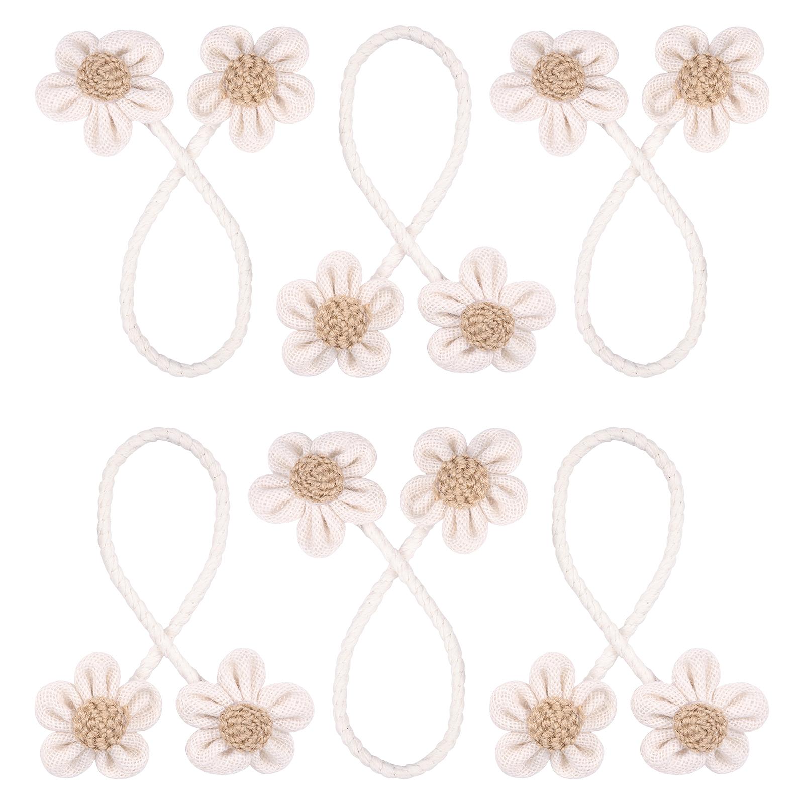 6Pcs Curtain Ties Flower Curtain Tieback No Drill Curtain Holdback Twist Drapery Tie Back for Bedroom Kitchen Bathroom Office
