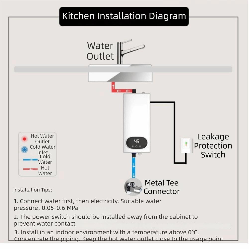 Instant Hot Water Instant Water Heater Digital Display Tankless Water Heater Shower Heating