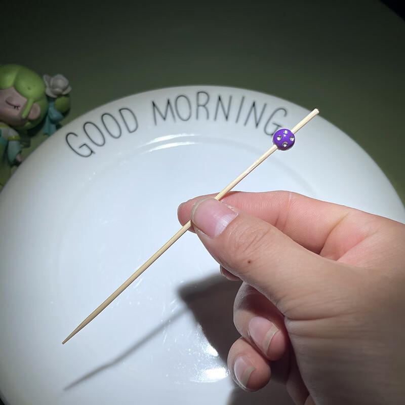 ZISIZ Decorative Bamboo Food Picks with Drill Bead