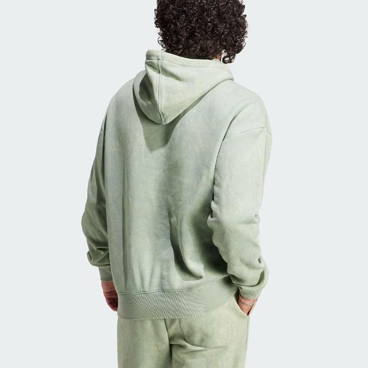 adidas Men's Green Fleece Hooded Pullover Sweatshirt IK4279