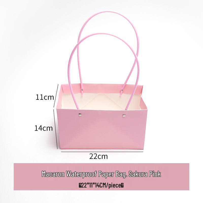 Macaron Flower Arrangement Tote - DIY Waterproof Paper Bag for Bouquets and Gift Packaging