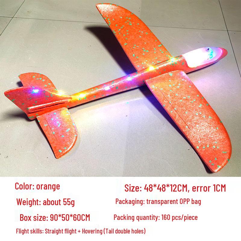 Children's 48CM Luminous Foam Glider Toy - Pure White Model for Outdoor Play