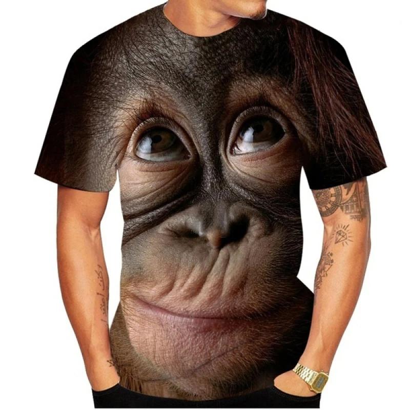 Herren T-Shirts Für Männer Kleidung Übergroßes Lustiges T-Shirt Gorilla Grafik 3D Gedruckt Sommer Freizeit Kurzarm Tops Lockere T-Shirts