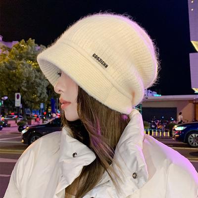 Wollmütze Damen Herbst und Winter Neue Stapelmütze Winter Ohrenschutz Warme Strickmütze