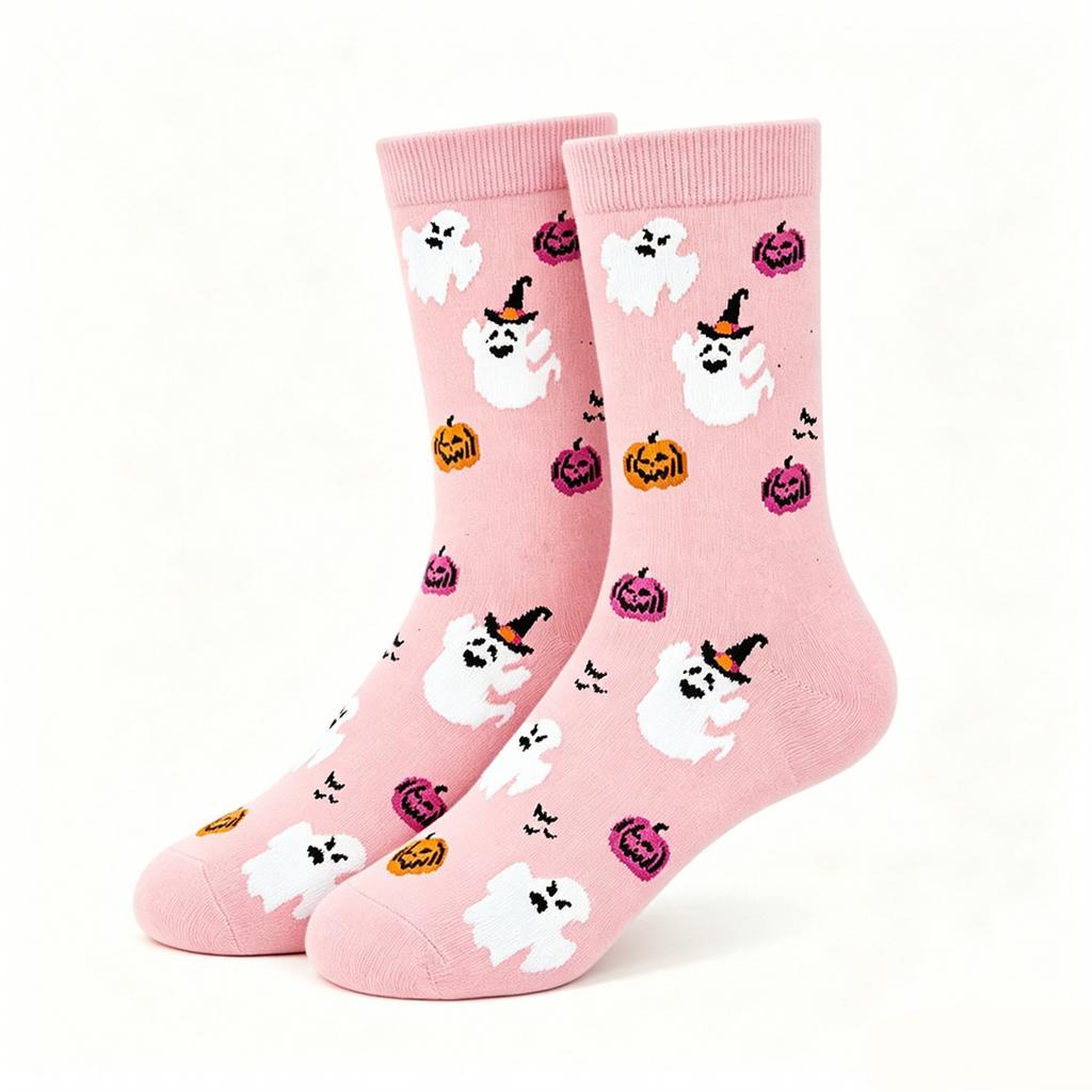 Halloween Socks for Men and Women with Pumpkin and Pattern, Mid Calf Length
