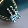 Sweet And Luxurious  Jewelry, European And American Sparkling Personality, Bride'S Wedding, Blue Zircon Earrings