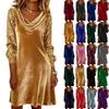 Ladies' Fashionable Casual Sequin Splicing Long Sleeved Fashionable Sexy Temperament Dress