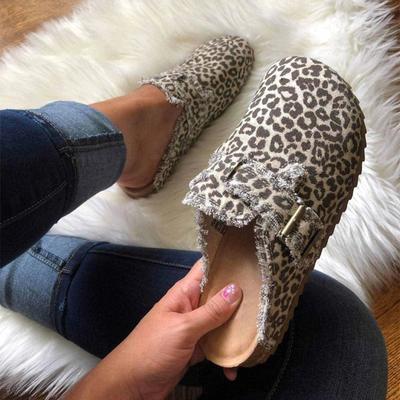 Fashion Women's Canvas Mule Clogs Closed Toe Cork Footbed Slide Slippers Ladies Fashion Print Trimmed Fringe Birken Sandals