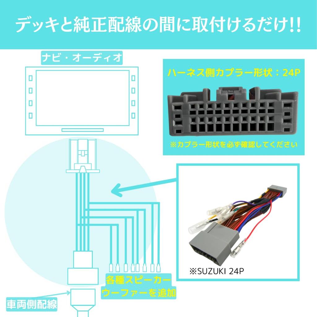 JOYN Speaker Output Harness for Suzuki Compatible with Factory Navigation and Audio Power Japanese OFC SZ24 Vehicles, 24-Pin Connector, Systems,