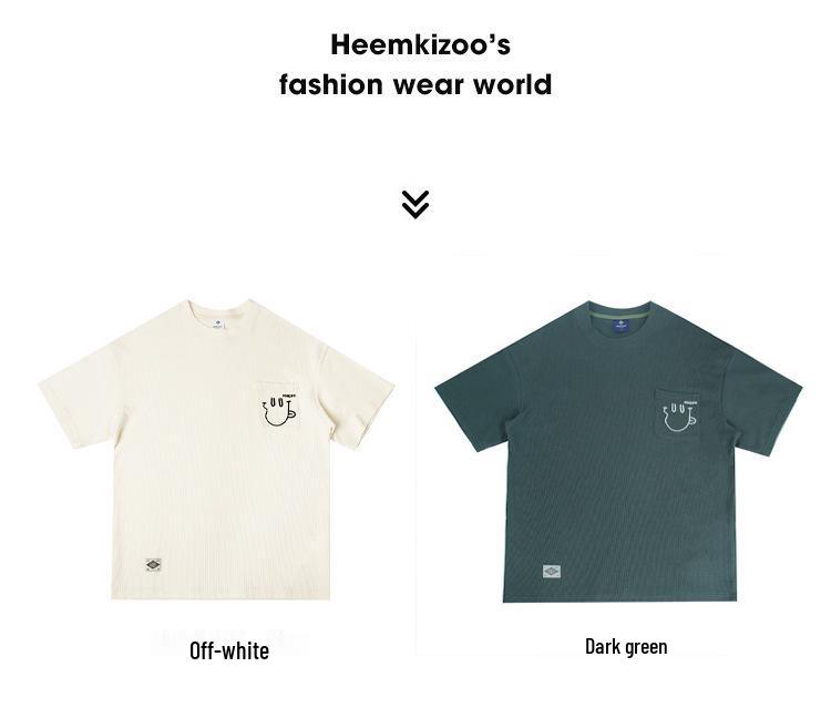 Men's Plus Size Summer Loose Fit Japanese Trend Waffle T-Shirt