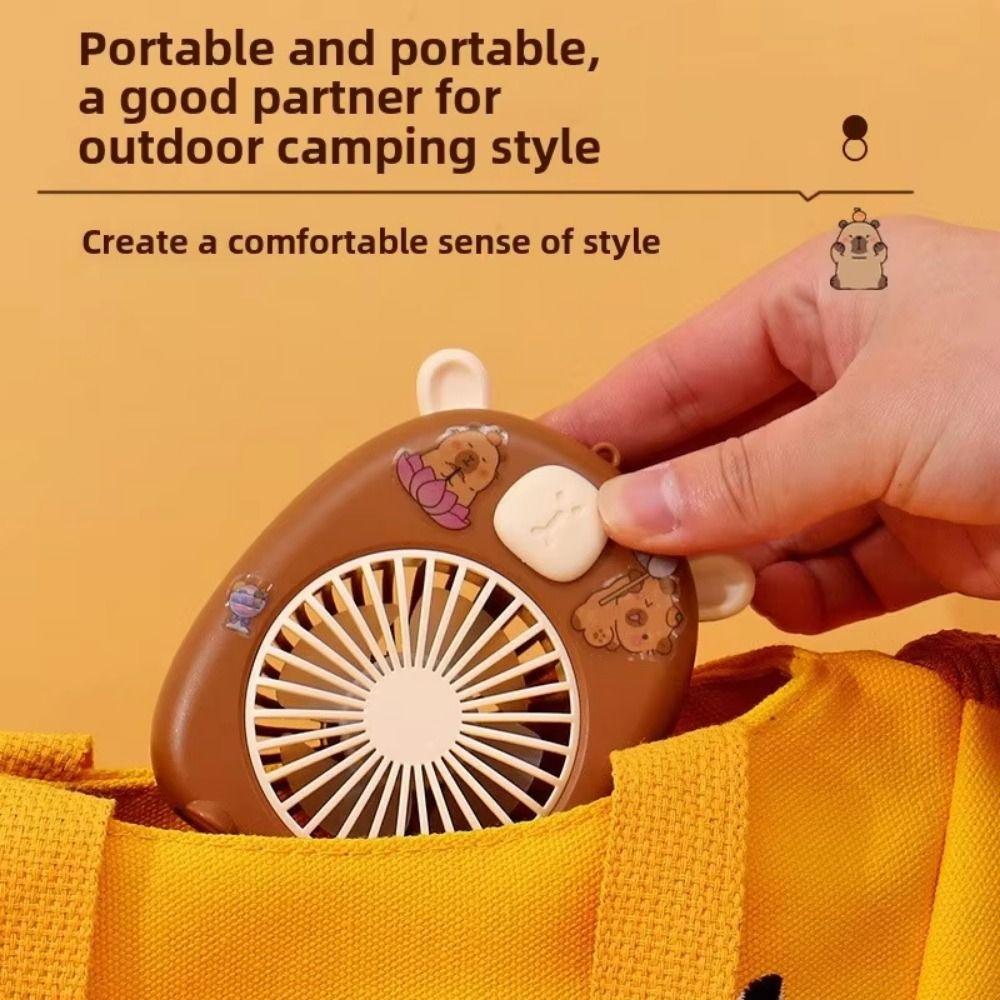 Solid Color Cute Capybara Fan Creative USB Mini Fan Simple Cartoon Handheld Fan  Camping