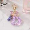 Comfortable To Carry Keychain Purple Series Pendant Sequins Star Initial Letter Charm Key