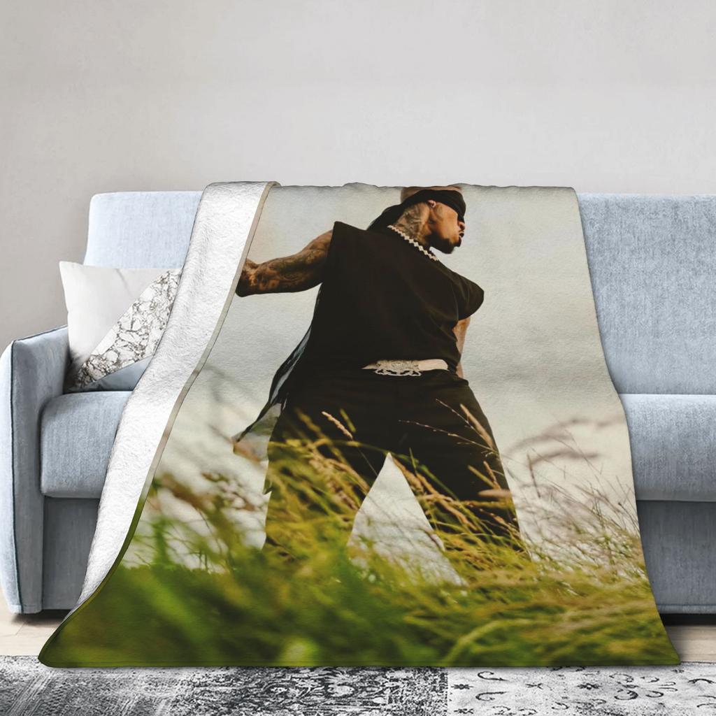 Warm Soft BlanketsKids Adult Travel Rapper Chris Browns Throw Blanket Flannel Bedspread Sofa Bed Comfortable Sofa Bed Cover