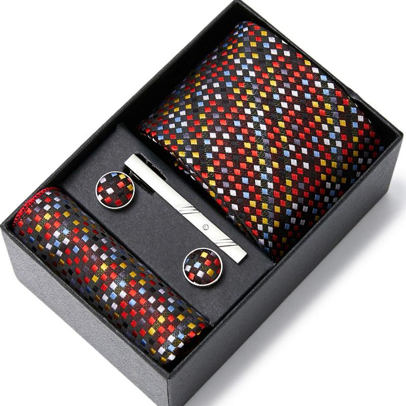 Tie Men'S Business Professional Dress Suit Blue Striped Gift Box Polyester Silk 7.5Cm Business Gift