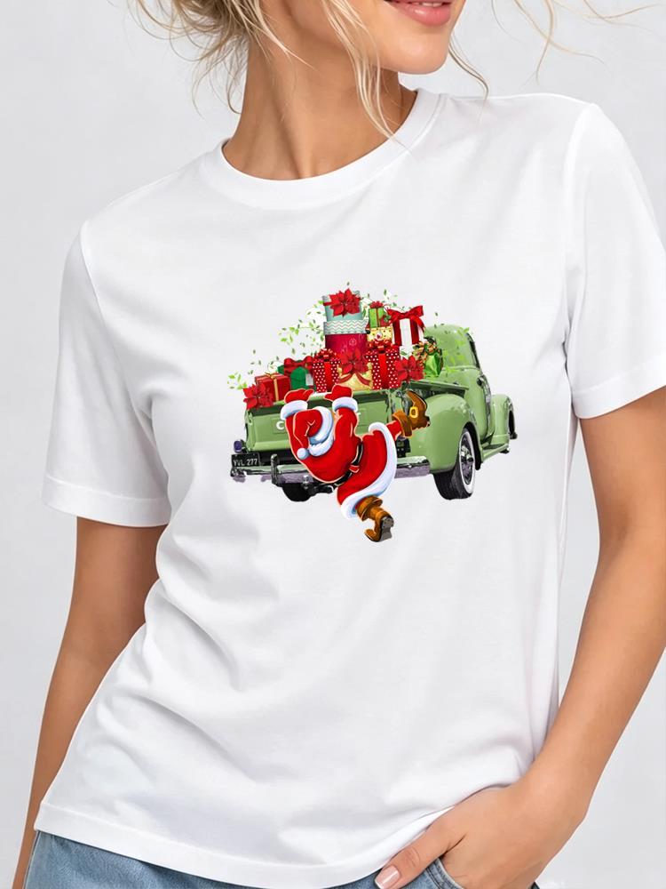 (Asian Size) faith cute flower Print Woman Clothing New Year T Shirt Christmas Festival Tee Women Fashion Top Short Sleeve Graphic T-shirt