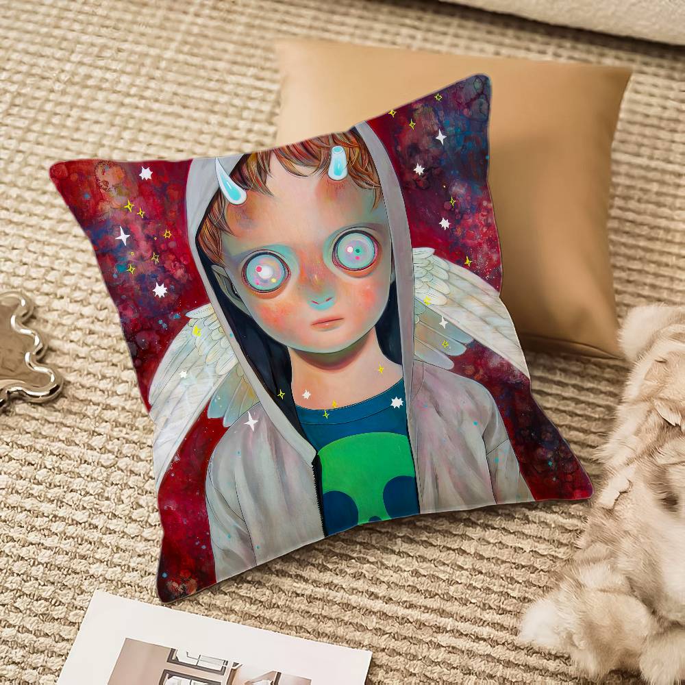 H-Hikari Shimoda IllustrationS Pillow Case Anti-dustmite Invisible zipper Sofa Bed