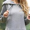 Long Hoodie Solid Color Drawstring Autumn Winter Large Pocket Irregular Hem Hooded Dress for Daily Wear