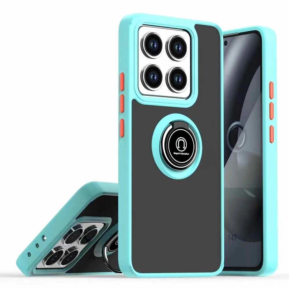 Armor Holder Funda for Xiaomi 14T Pro Case Translucent Frosted Ring Stand Protection Back Cover for Xiaomi 14T Shockproof Capa