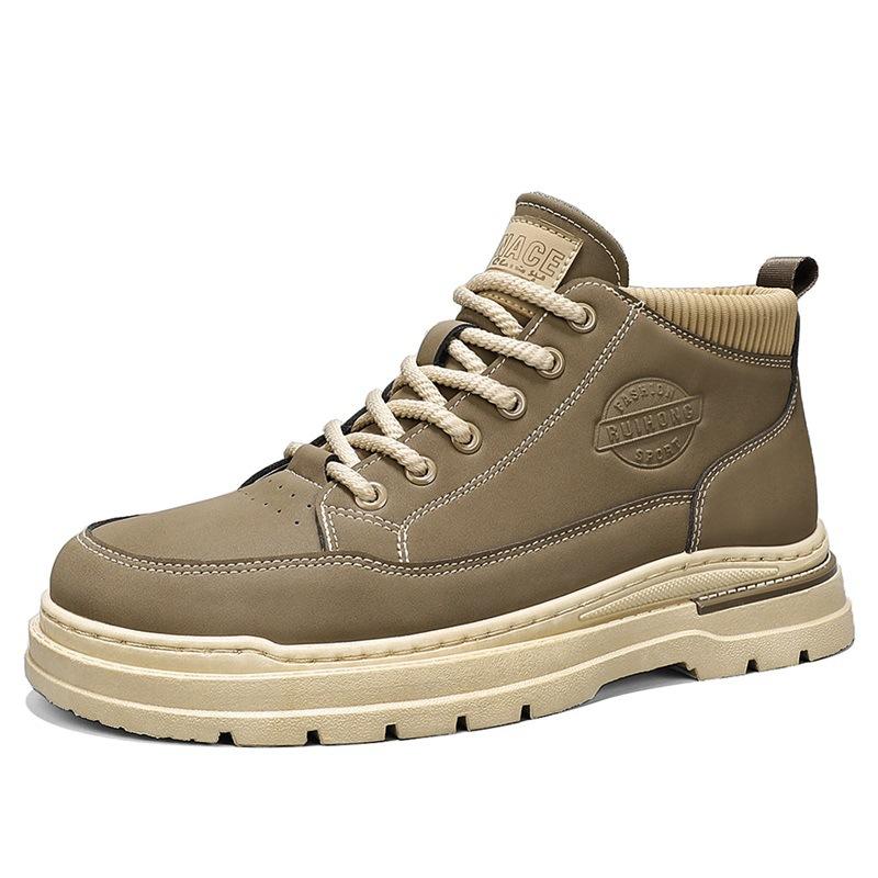 Autumn and winter new men's high-top thick-soled Martin boots trendy outdoor tooling casual short boots leather-faced versatile men's boots