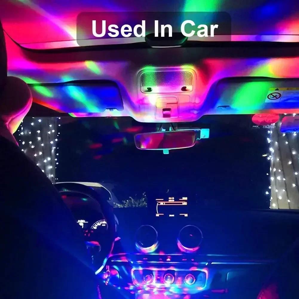 Mini USB LED Stage Disco Light Colorful Projection Effect Lamp Portable Party Club Atmosphere Light For Car Family Entertainment Neon Lights 4