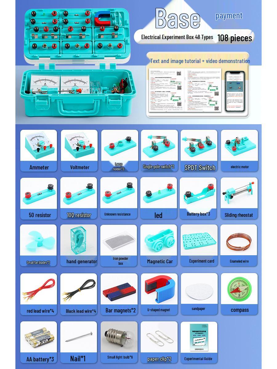 Grade 9 Electromagnetism & Circuit Experiment Set - Physics Equipment Box