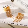 Stainless Steel Tassel Ring with Pearls & Zircon Multi-Layer Hollow Design
