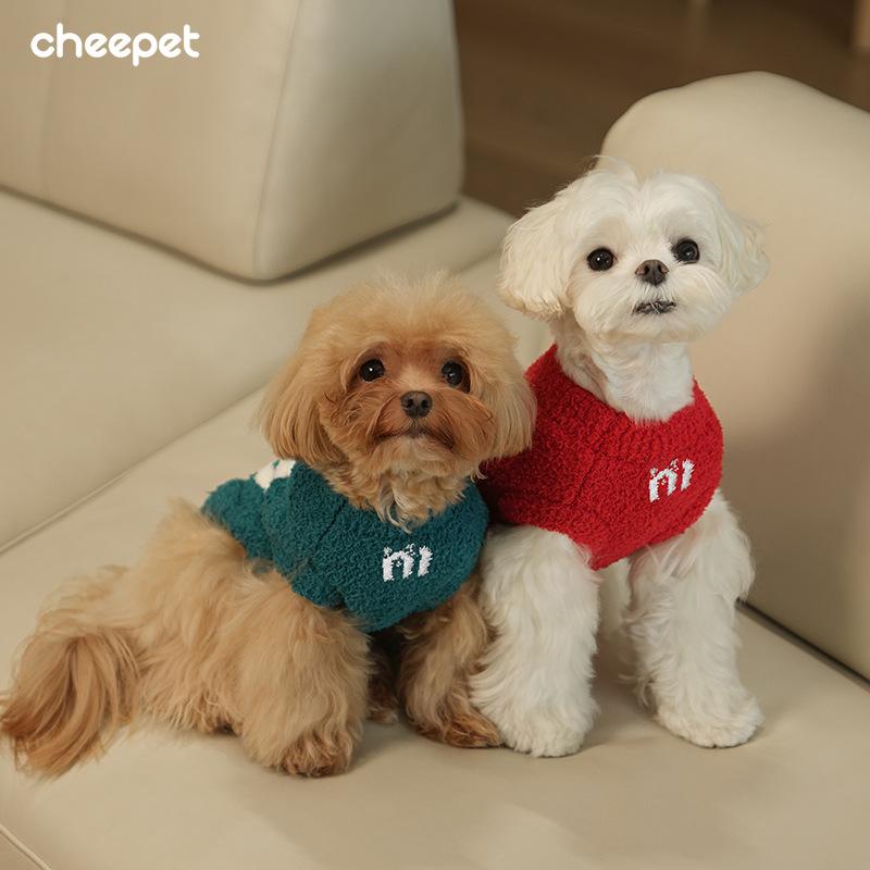 Pet Clothes Autumn and Winter Elastic Half-fleece Knitted Sweater Bichon Maltese Medium and Small Dog Clothes