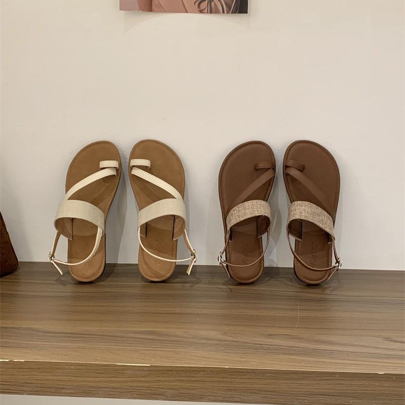 Design Sense Niche Flat-bottomed Sandals Roman Shoes Women's Summer Seaside Beach Shoes Fashion Cool Slippers Women's Shoes