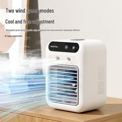 USB Mini Air Cooler: Desktop Humidifying Fan with Water Cooling for Dorms and Mobile Use.