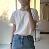 Women's Simple White Cotton T-Shirt, Short Sleeve, Regular Shoulder, Loose Fit, Basic Style for Spring/Summer/Autumn.