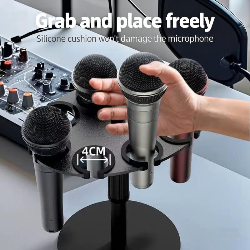 Desktop Microphone Stand Holder With 8 Slots For Secure Storage And Easy Organization Of Multiple Mics