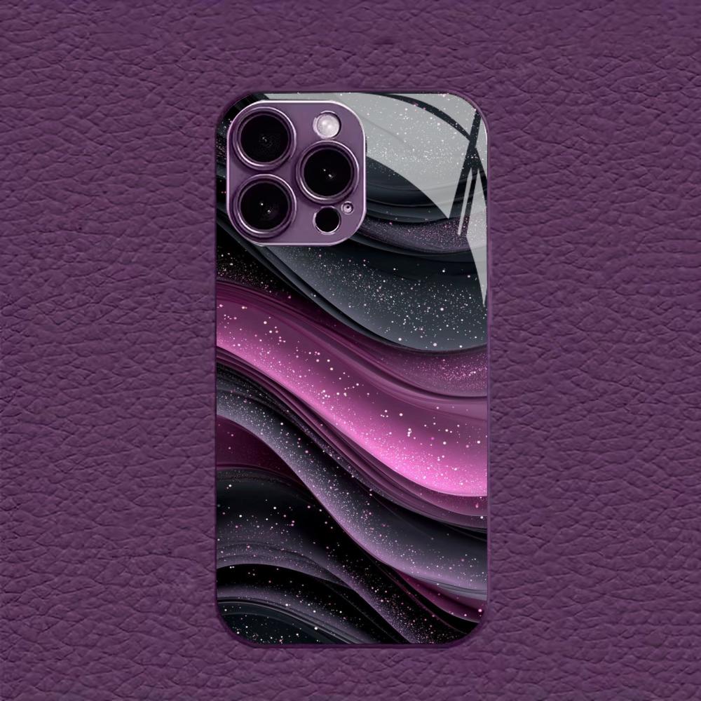 Sparkly Purple Black Marble for Coque Iphone for Iphone 17 Case Fashion Case Fundas Glass for iPhone 17 16 15 14 13 Pm Pro Plus