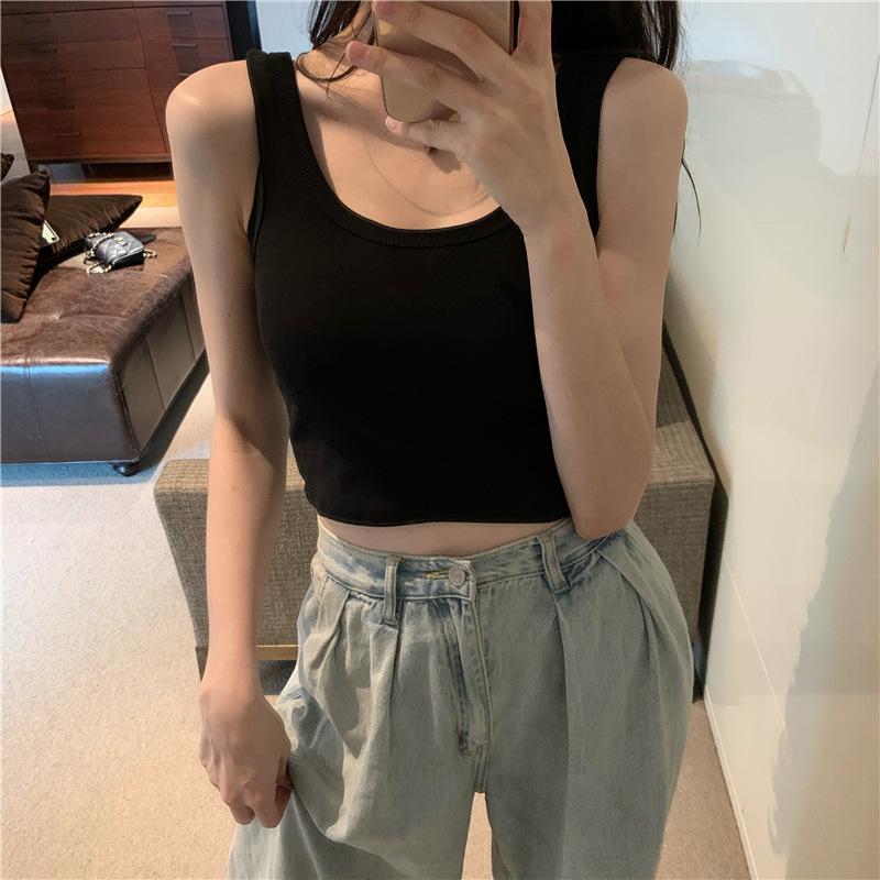 High-waisted Short Navel-exposed Design Sense, Niche Outer Wear, Small Suspender I-shaped Vest, Women's Sleeveless Top