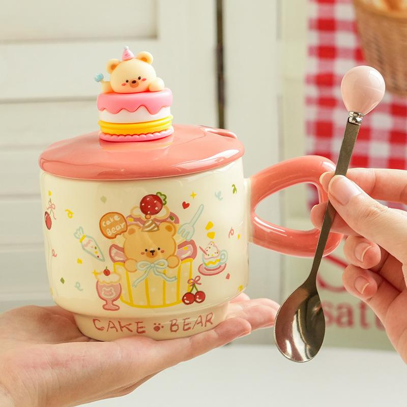 Creative Gifts Birthday Cake Ceramic Cup Children's Student Holiday Gift Cute Mug Household Teacup Water Cup