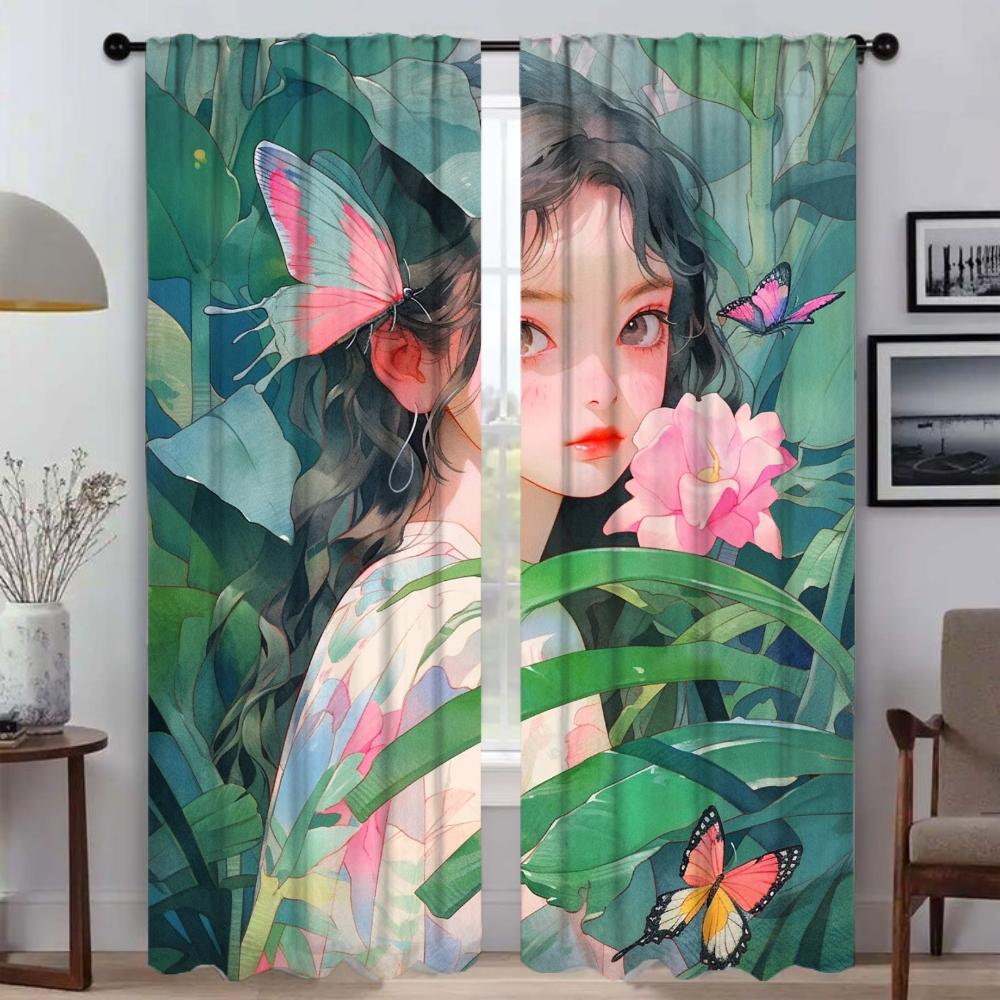 Tropical Plant Home Interior Curtains for Living Room Blackout Curtain Halloween Decoration Shades Tulle for Bedroom Partition