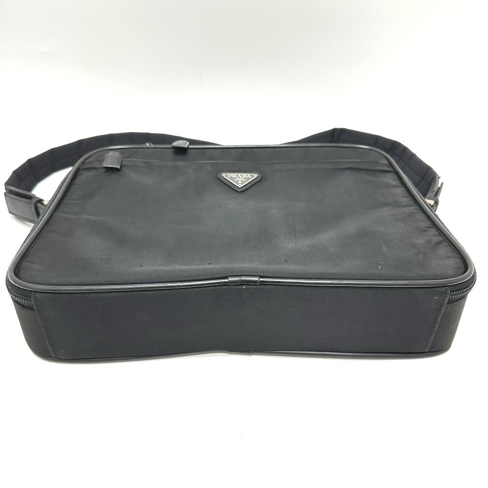 PRADA V147S triangle plate 2WAY Shoulder Bag Briefcase Business bag Nylon Black