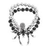 Punk Gothic Black Crystal Spider Bead Necklace Bracelet Set for Women Men Exaggerated Animal Handmade Necklace Halloween Jewelry