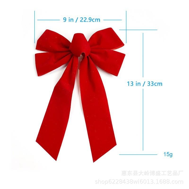 

Red Velvet Cloth Gold Border Bow Christmas Decoration Creative Bow Suitable Indoor Outdoor Flower Garlands Gift Tree Top Hanging 1pcs