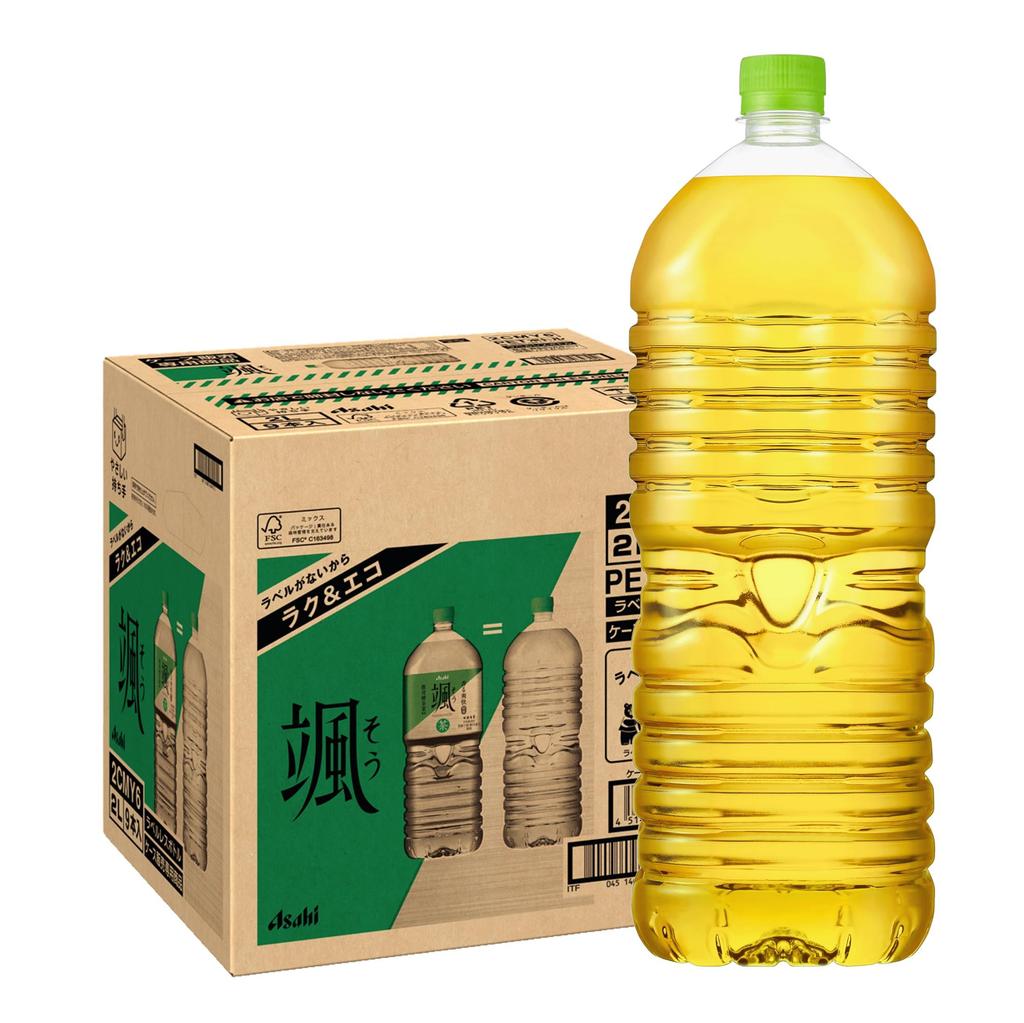 Asahi Soft Drinks Hayate Labelless Bottle 2L x 9 bottles [Tea] [Green Tea]